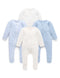 Purebaby Pale Blue Bear 4 Pack Zip Growsuit