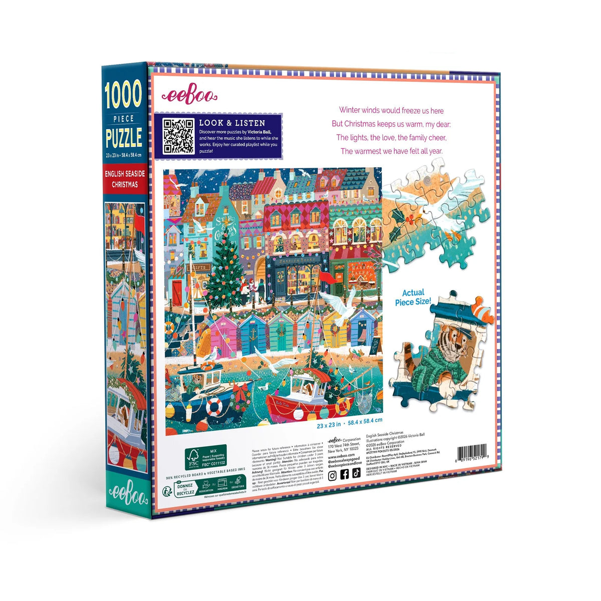Eeboo English Seaside Christmas 1000 Piece Puzzle