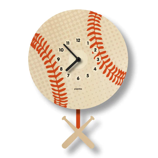 Popclox Pendulum Clock, Baseball (Wood)