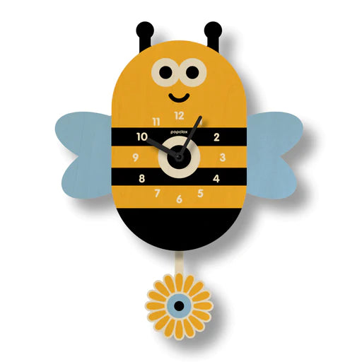 Popclox Pendulum Clock, Bee (Wood)