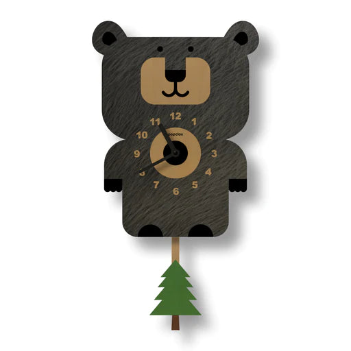Popclox Pendulum Clock, Bear (Wood)