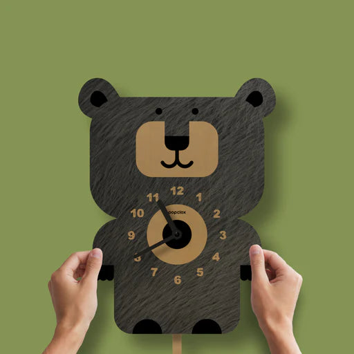 Popclox Pendulum Clock, Bear (Wood)