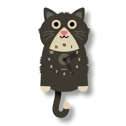 Pendulum Clock, Kitten (Wood)