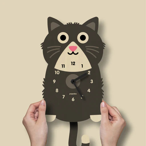 Popclox Pendulum Clock, Kitten (Wood)