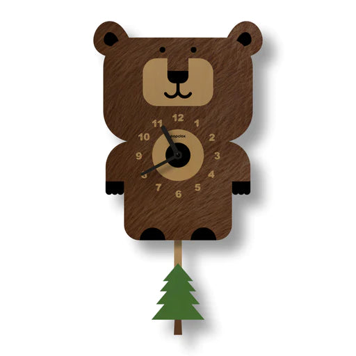 Popclox Pendulum Clock, Bear (Wood)