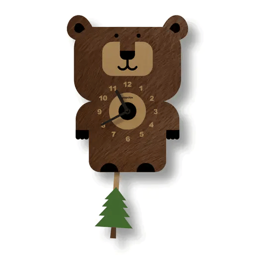Popclox Pendulum Clock, Bear (Wood)