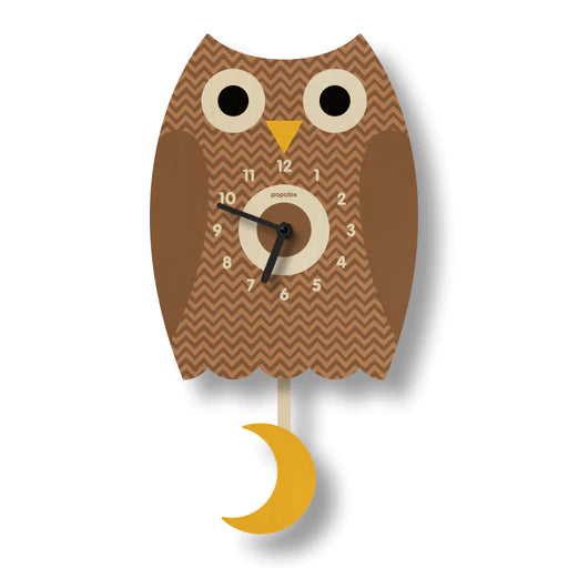 Popclox Pendulum Clock, Owl (Wood)