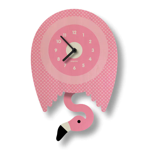 Popclox Pendulum Clock, Flamingo (Wood)
