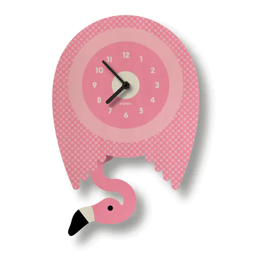 Popclox Pendulum Clock, Flamingo (Wood)