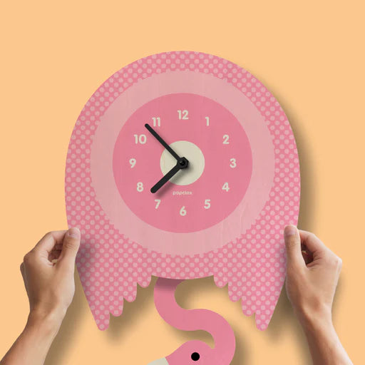 Popclox Pendulum Clock, Flamingo (Wood)
