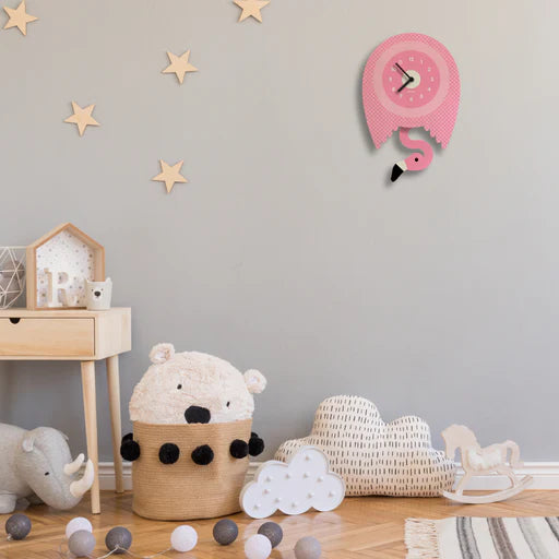 Popclox Pendulum Clock, Flamingo (Wood)