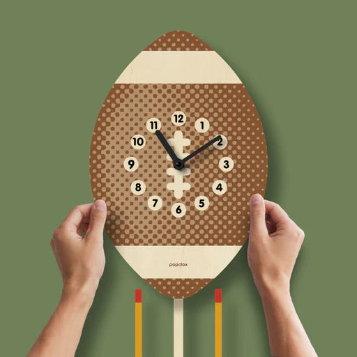 Popclox Pendulum Clock, Football (Wood)