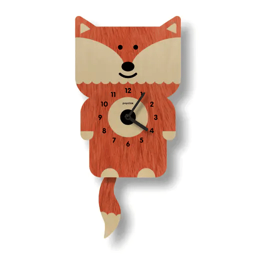 Popclox Pendulum Clock, Fox (Wood)