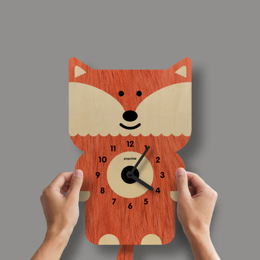 Popclox Pendulum Clock, Fox (Wood)