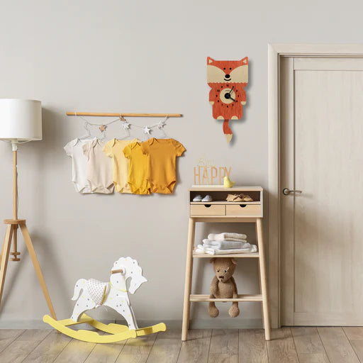 Popclox Pendulum Clock, Fox (Wood)