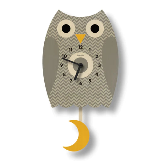 Popclox Pendulum Clock, Owl (Wood)