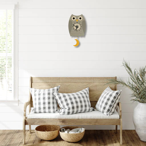 Popclox Pendulum Clock, Owl (Wood)