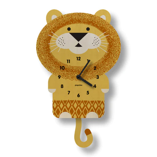 Popclox Pendulum Clock, Lion (Wood)