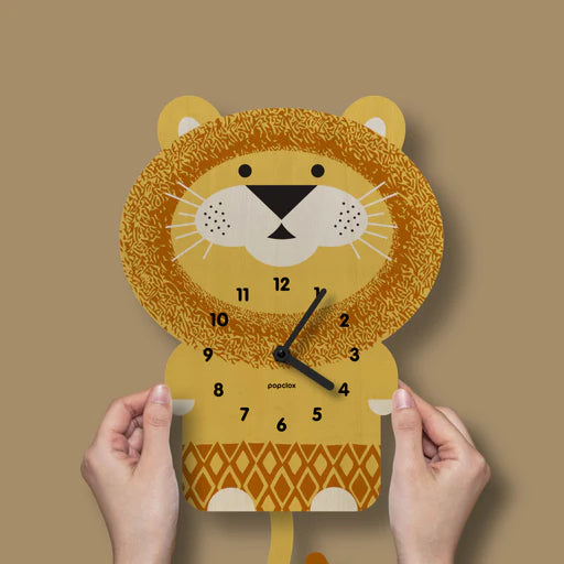 Popclox Pendulum Clock, Lion (Wood)