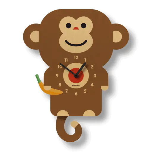 Popclox Pendulum Clock, Monkey (Wood)