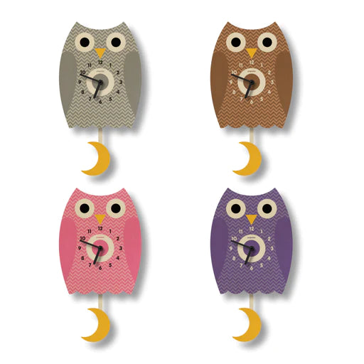 Popclox Pendulum Clock, Owl (Wood)
