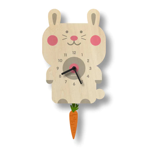 Popclox Pendulum Clock, Rabbit (Wood)