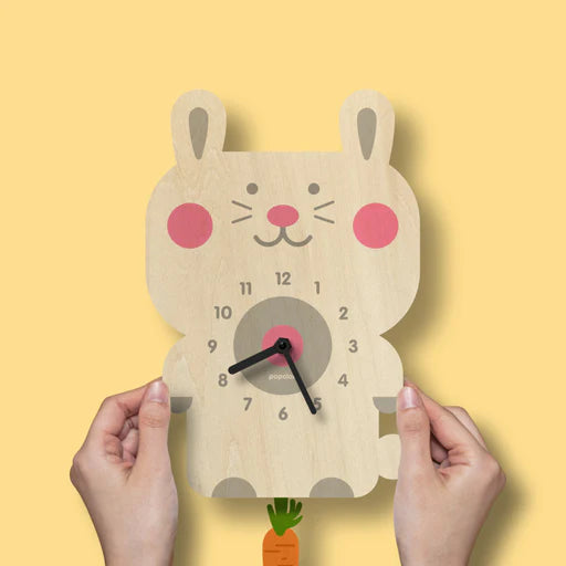 Popclox Pendulum Clock, Rabbit (Wood)