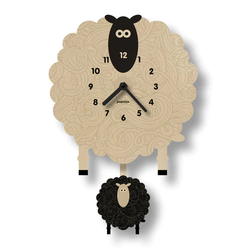 Popclox Pendulum Clock, Sheep (Wood)