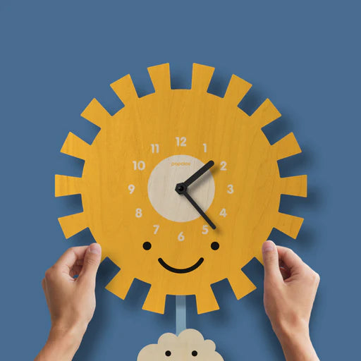 Popclox Pendulum Clock, Sun (Wood)