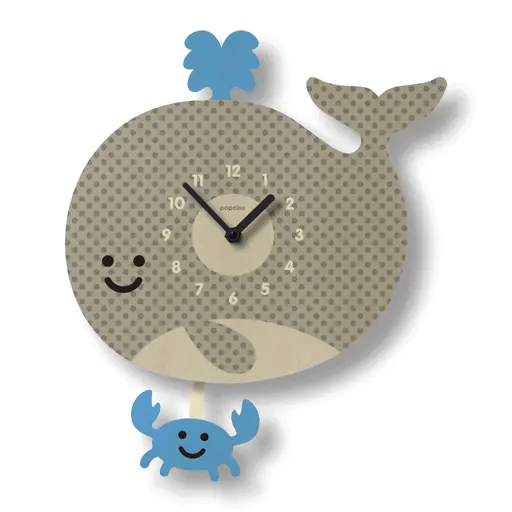 Popclox Pendulum Clock, Whale (Wood)