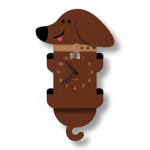 Popclox Pendulum Clock, Wiener Dog (Wood)