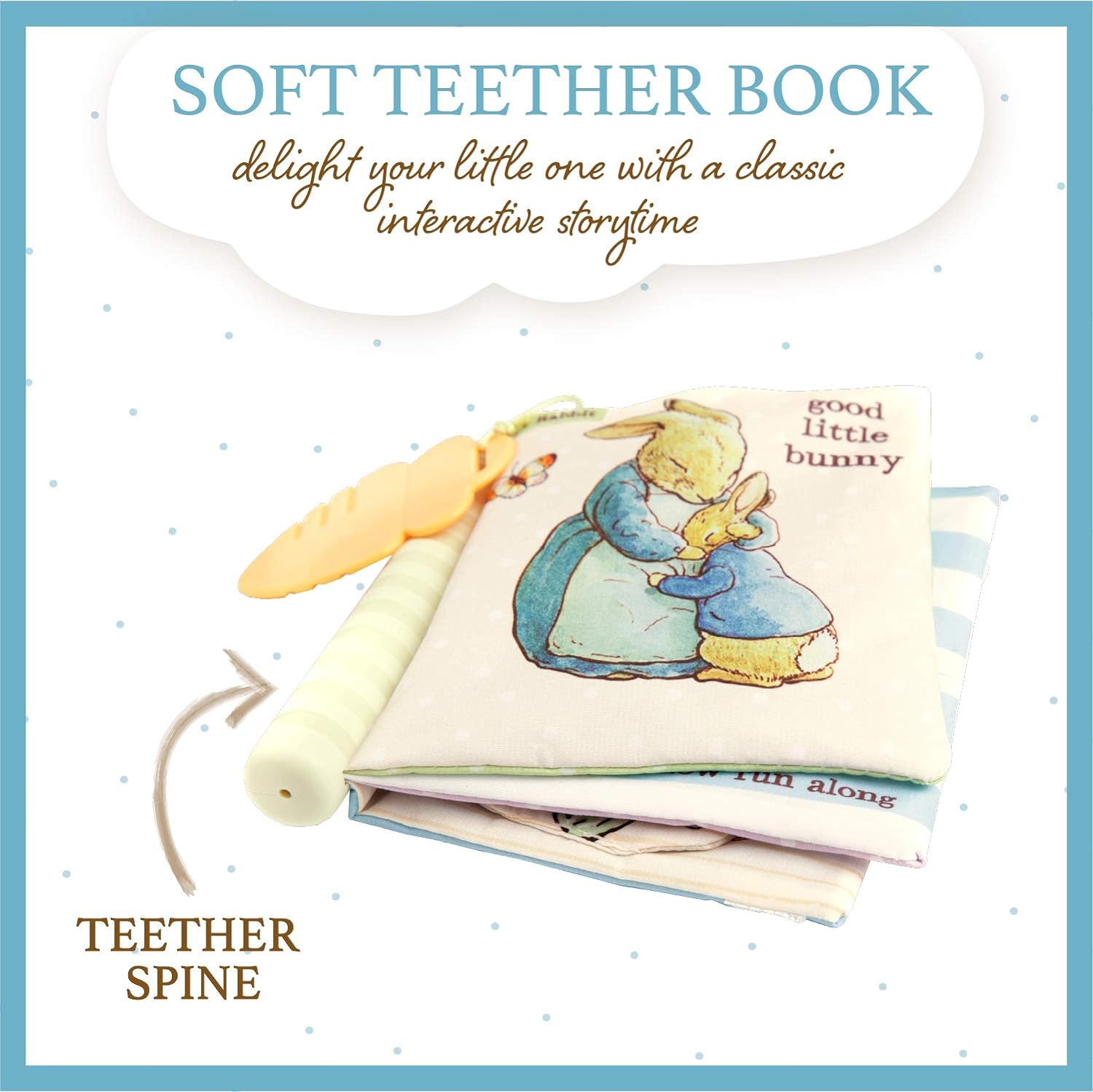 Peter Rabbit Soft Teether Book with Sensory Teether Spine and Teether Toy