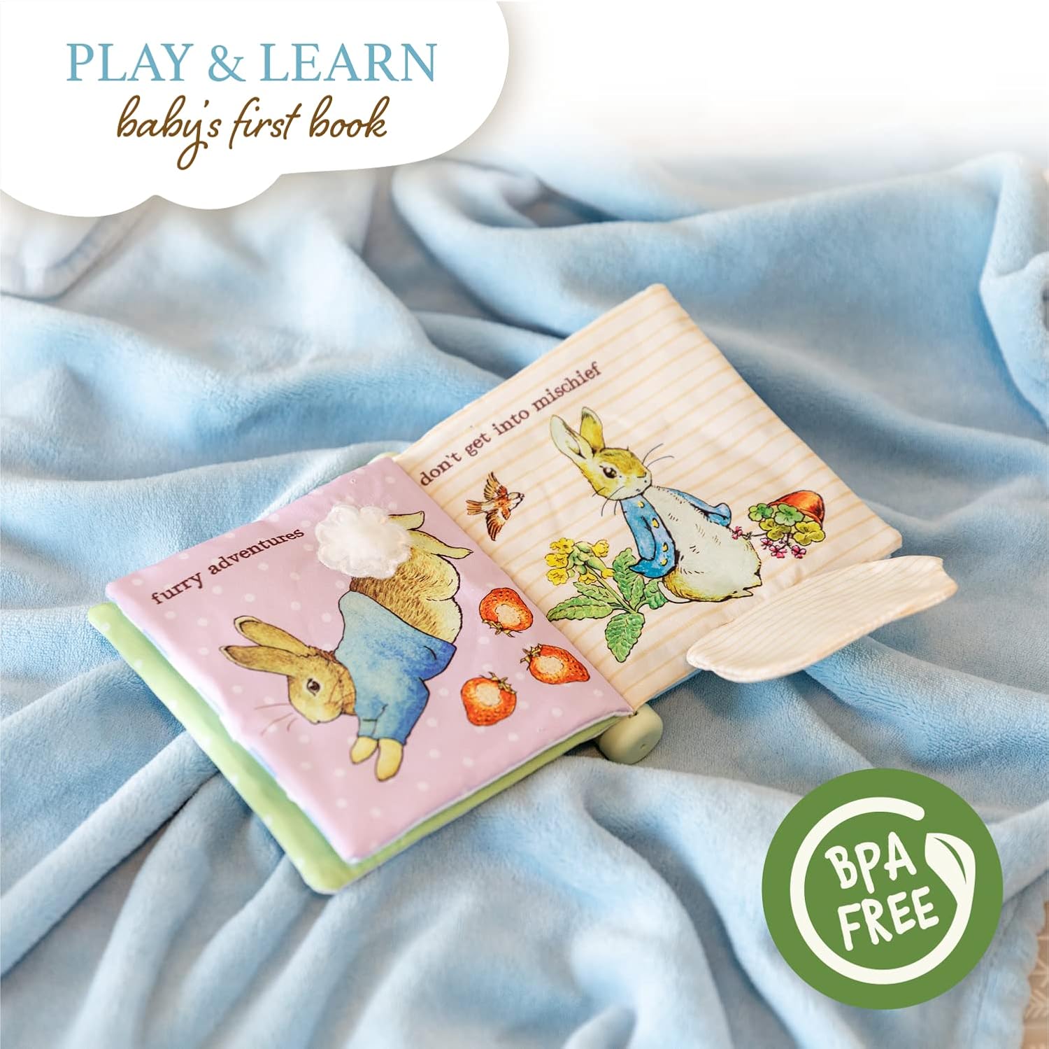 Peter Rabbit Soft Teether Book with Sensory Teether Spine and Teether Toy