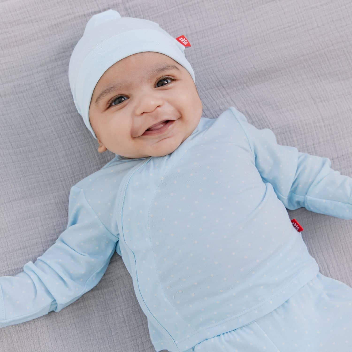 Pin Dot Modal Newborn Hat, Blue