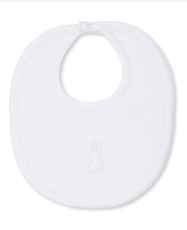 Pique Cuddle Bunnies Bib, White