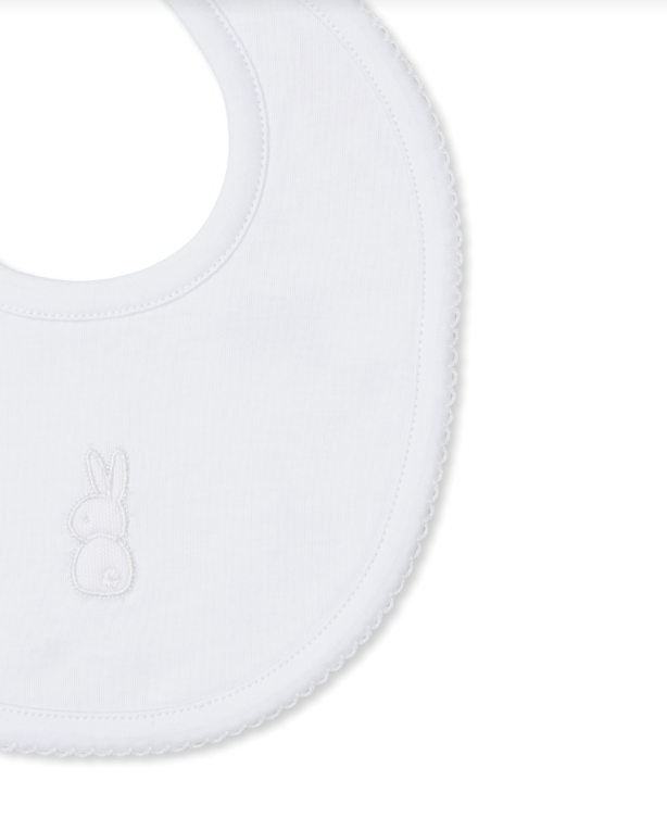 Pique Cuddle Bunnies Bib, White