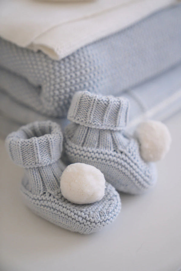 Pom Pom Baby Socks Powder, Blue