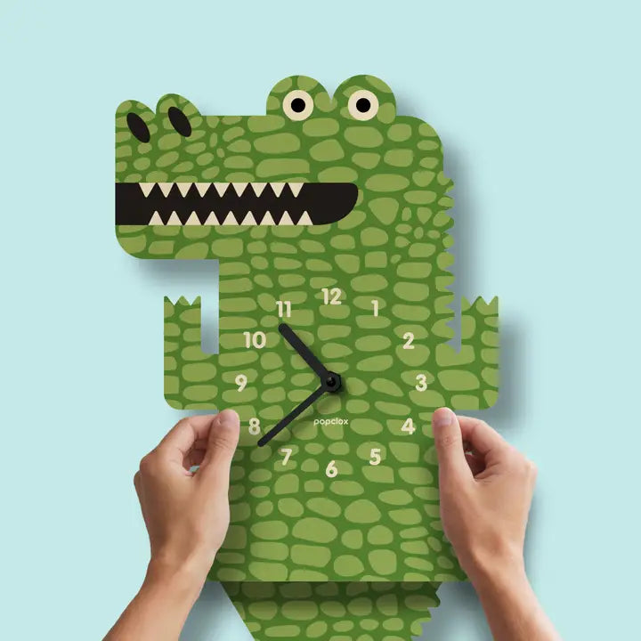 Popclox Pendulum Clock, Alligator (Wood)