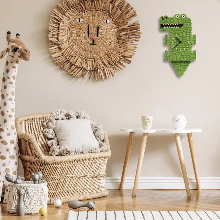 Popclox Pendulum Clock, Alligator (Wood)