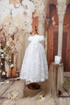 Embroidered with Pearl, 3D Floral, Christening Gown SS, Bonnet