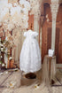 Embroidered with Pearl, 3D Floral, Christening Gown SS, Bonnet