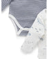 Purebaby 2 Pack Long Sleeve Bodysuit, Nautical