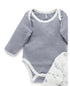 Purebaby 2 Pack Long Sleeve Bodysuit, Nautical