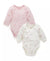 Purebaby 2 Pack Long Sleeve Bodysuit, Pale Pink Blossom Pack