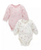 Purebaby 2 Pack Long Sleeve Bodysuit, Pale Pink Blossom Pack