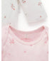 Purebaby 2 Pack Long Sleeve Bodysuit, Pale Pink Blossom Pack