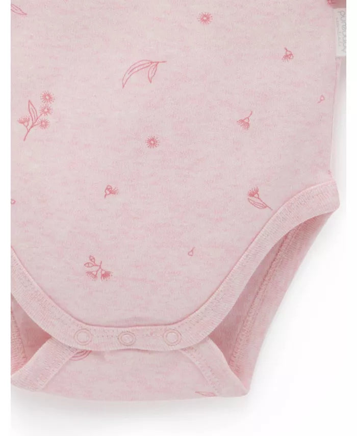 Purebaby 2 Pack Long Sleeve Bodysuit, Pale Pink Blossom Pack