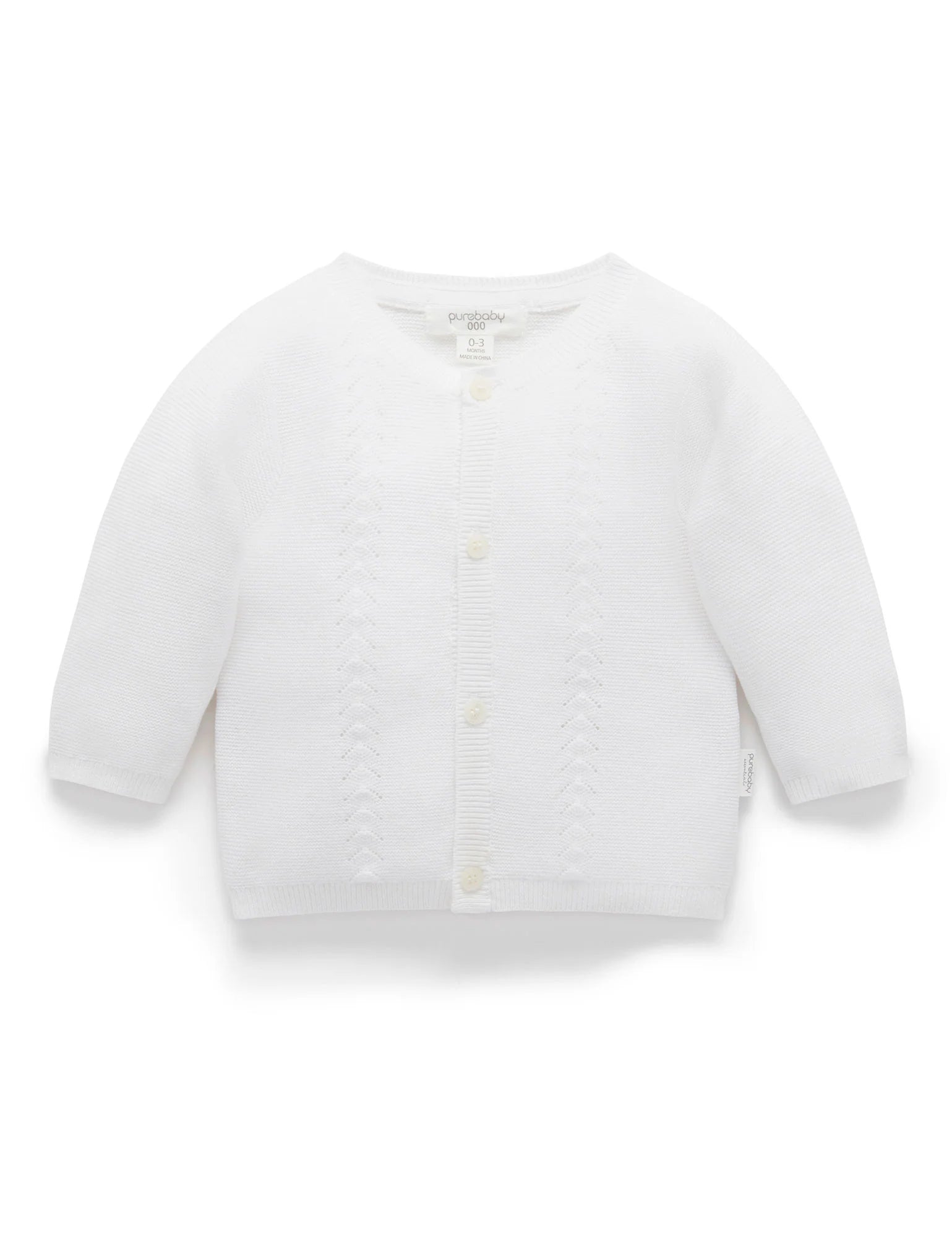 Purebaby Essential Layette Cardigan, White