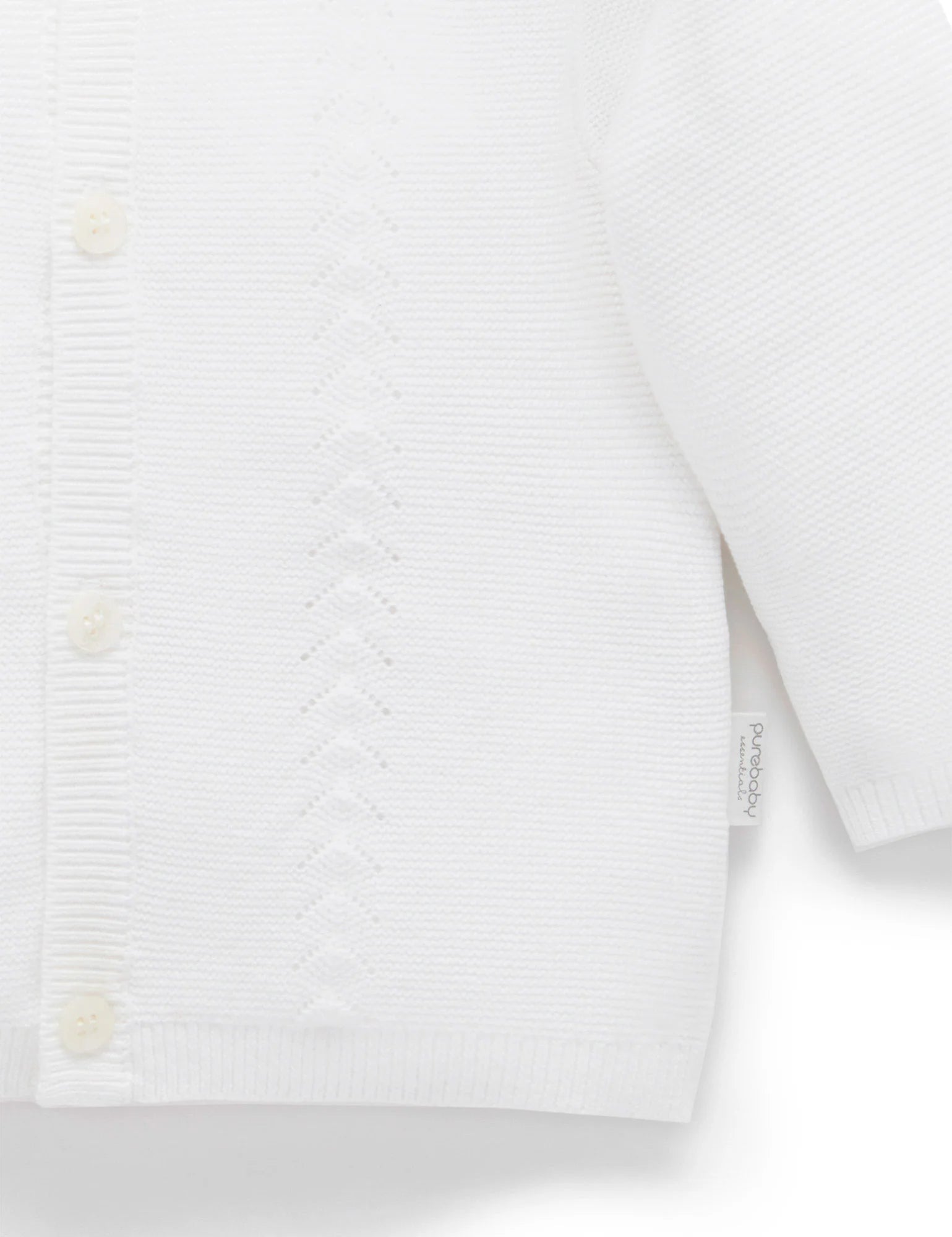 Purebaby Essential Layette Cardigan, White