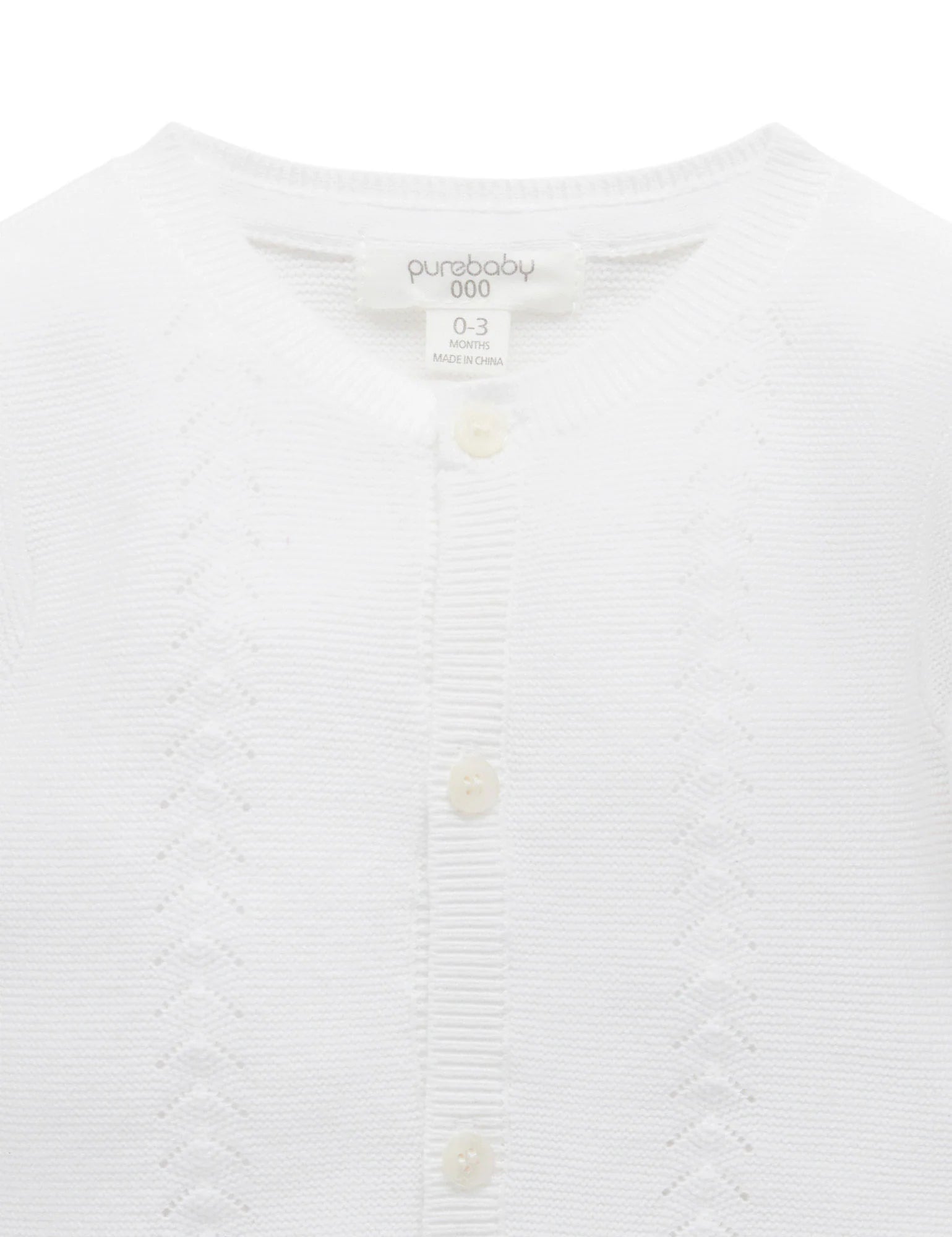 Purebaby Essential Layette Cardigan, White